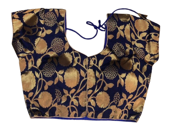 Raw Silk Navy blue Designer Blouse 23